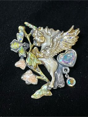 Vintage Kirks Folly Whisper Winged Unicorn Pegasus Brooch 1798